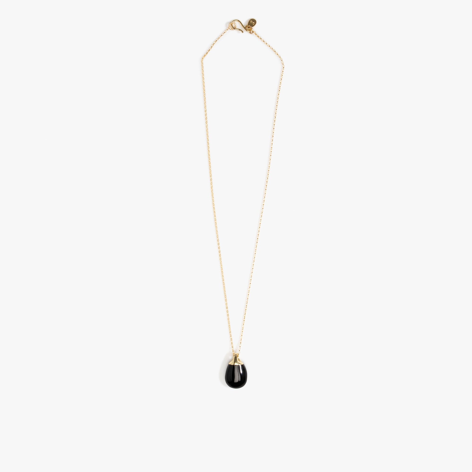 Dinosaur Designs Small River Rock Pendant in Black Colour resin with Gold-Filled Material.