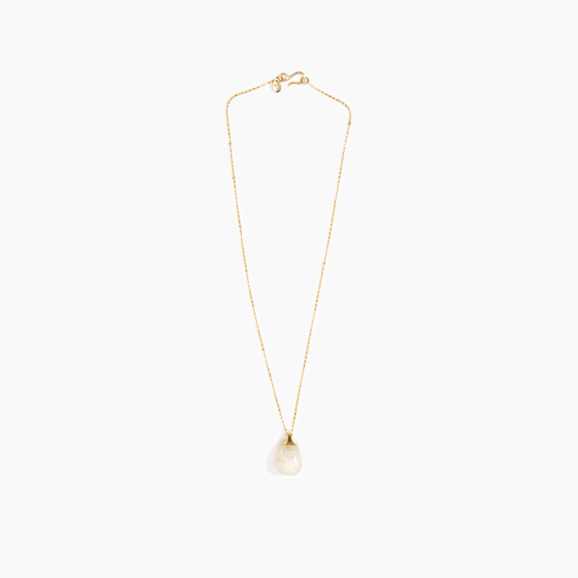Dinosaur Designs Small River Rock Pendant in Chalk Swirl Colour resin with Gold-Filled Material.