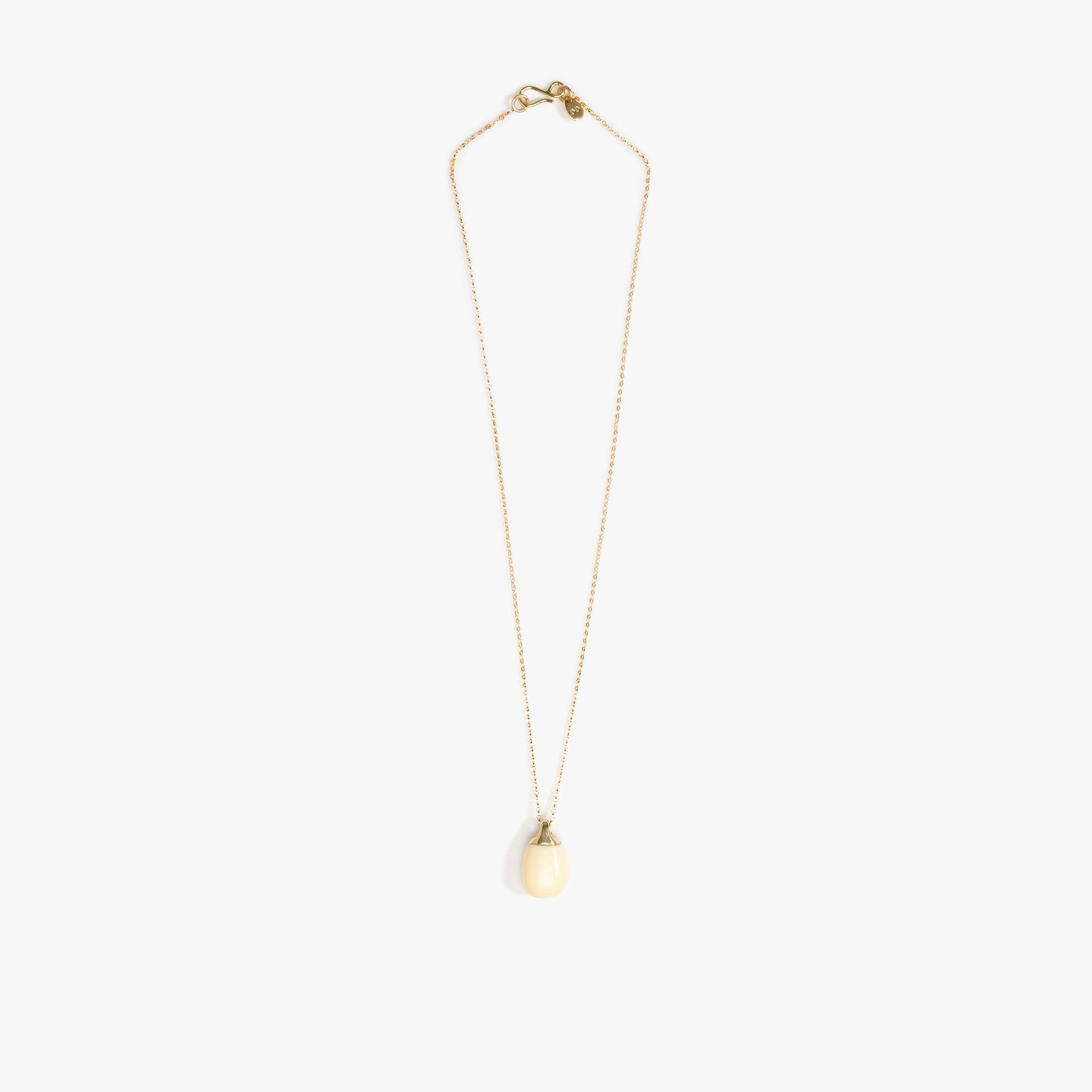 Dinosaur Designs Small River Rock Pendant in Cream Colour resin with Gold-Filled Material.