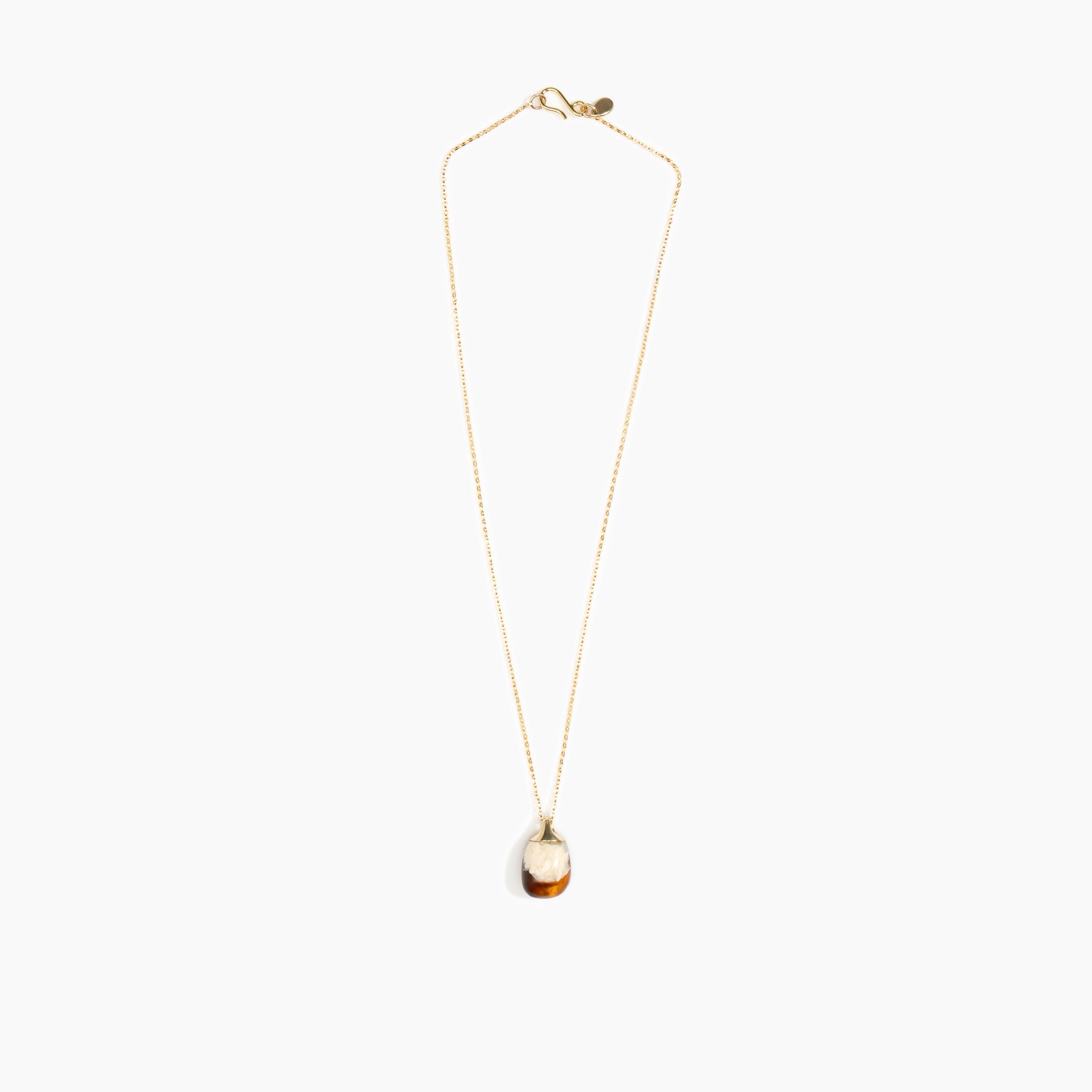 Dinosaur Designs Small River Rock Pendant in Light Horn Colour resin with Gold-Filled Material.