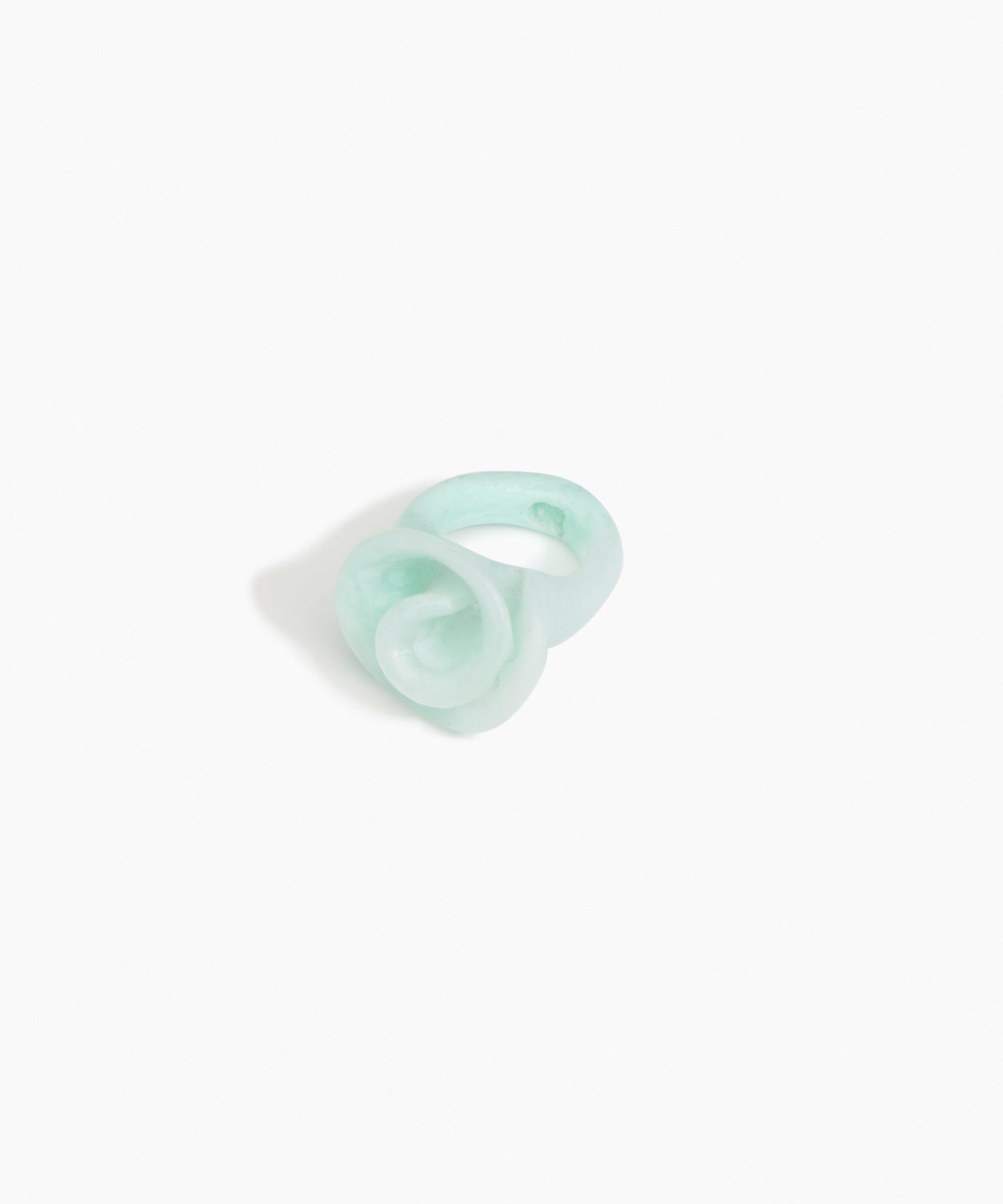 Dinosaur Designs Lily Ring in Mint — handcrafted marbled mint blue resin ring with sculptural swirled flower