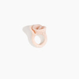 Dinosaur Designs Lily Ring in Rose Swirl — handcrafted marbled dusty pink resin ring with sculptural swirled flower