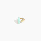 Dinosaur Designs Polished Lotus Ring in Mint with Brass — marbled mint blue resin elongated oval ring with  brass band and small brass ball detail