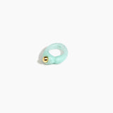 Dinosaur Designs Sprout Dot Ring in Mint with Brass — handcrafted marbled mint blue resin organic band ring with polished brass bead