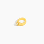Dinosaur Designs Sprout Dot Ring in Pollen with Brass — handcrafted marbled yellow resin organic band ring with polished brass bead