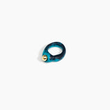 Dinosaur Designs Sprout Dot Ring in Turquoise with Brass — handcrafted marbled teal blue resin organic band ring with polished brass bead