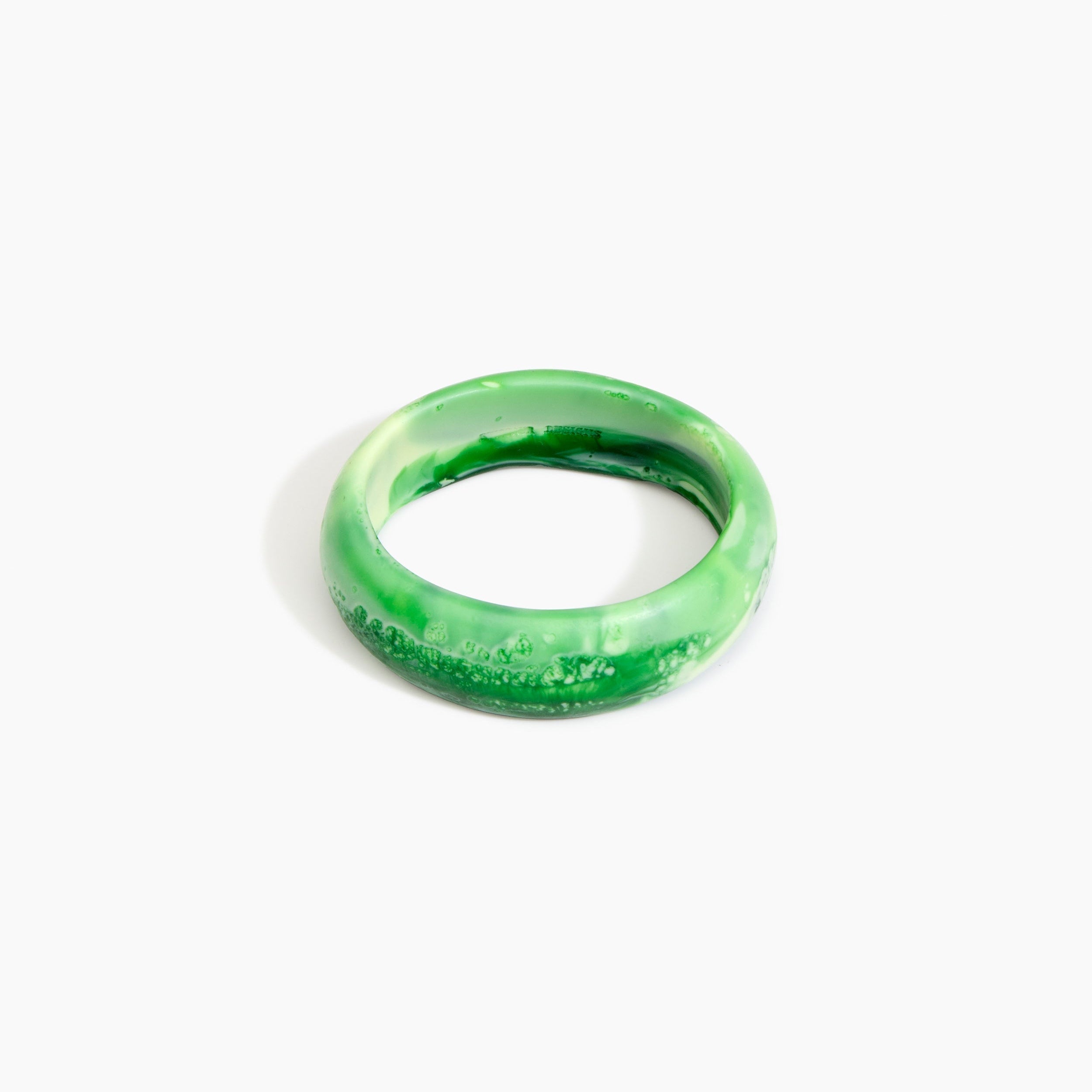 Dinosaur Designs Medium Organic Oval Bangle in Grass Colour resin with Wide Fit..