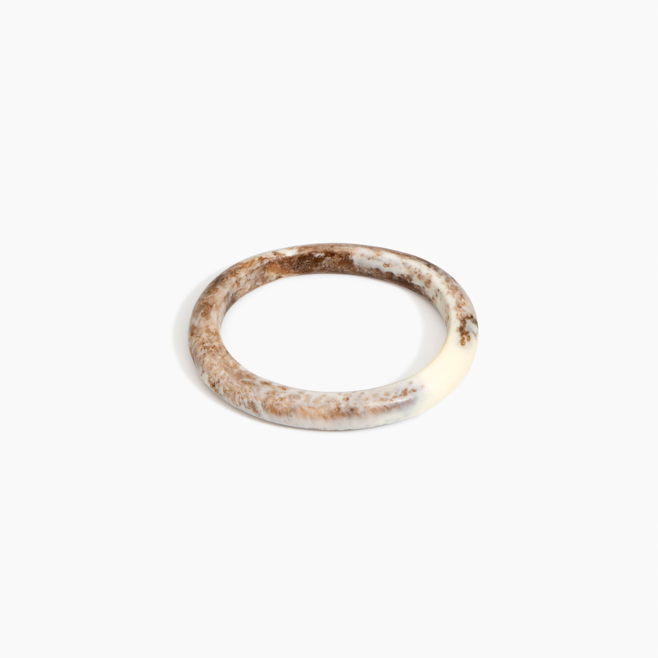Dinosaur Designs Small Organic Oval Bangle in Cappuccino Colour resin with Wide Fit.