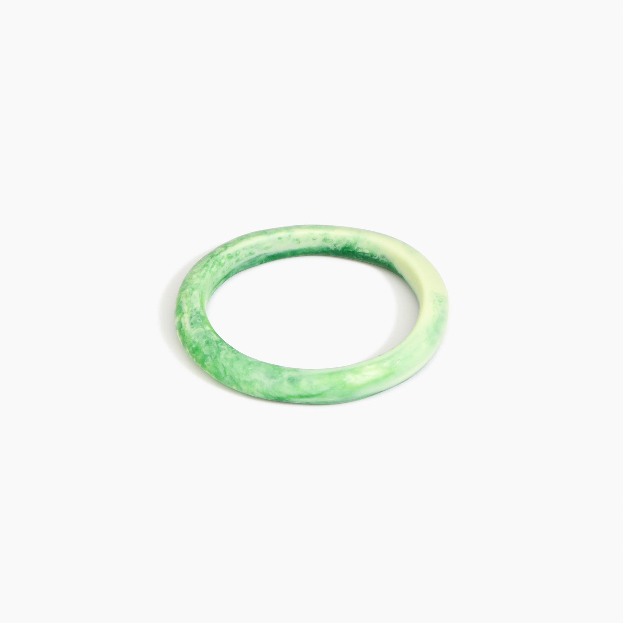Dinosaur Designs Small Organic Oval Bangle in Grass Colour resin with Wide Fit.
