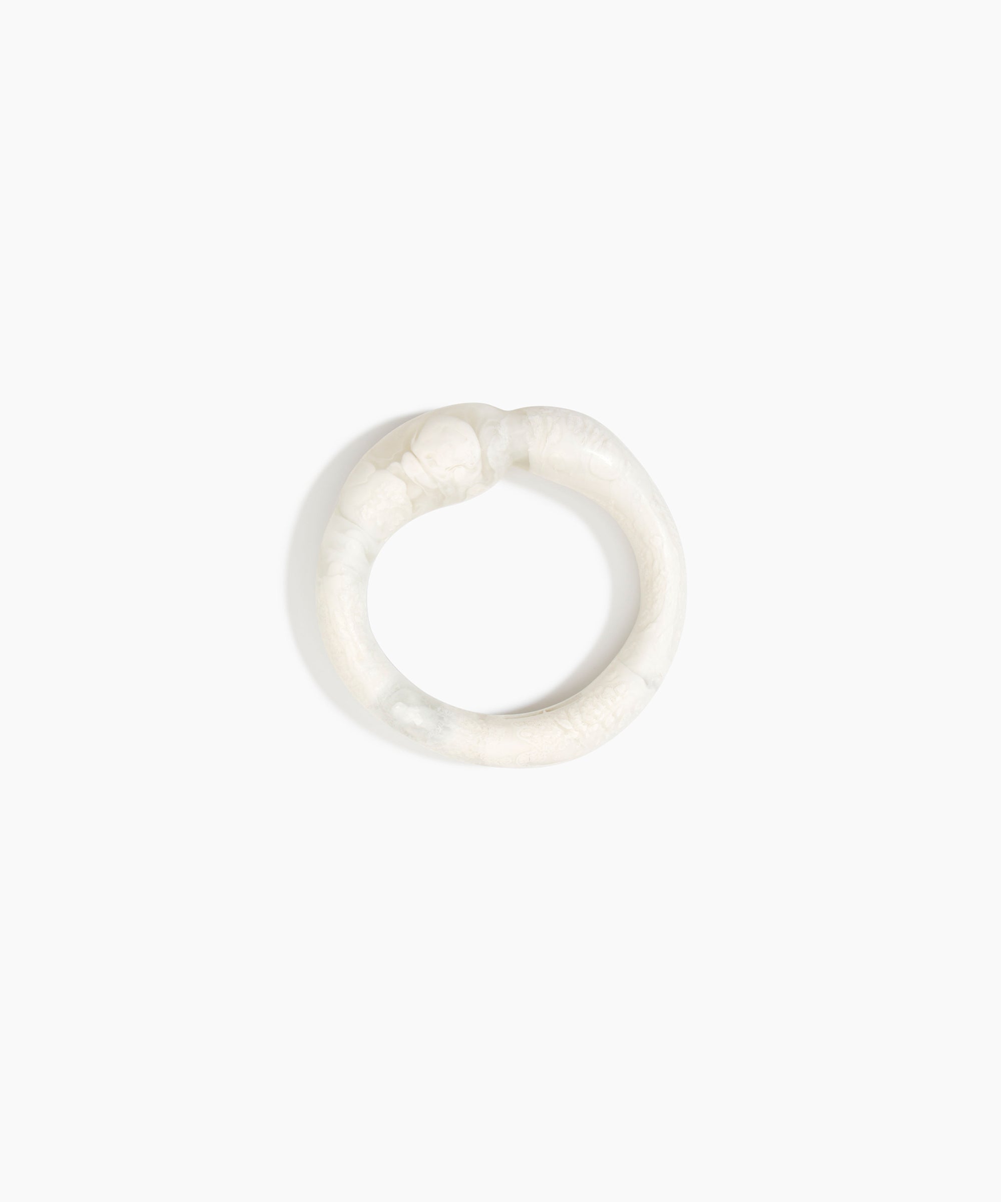 Dinosaur Designs Sprout Bangle in Chalk Swirl — handcrafted marbled off-white resin bangle with chunky rounded form