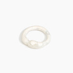 Dinosaur Designs Sprout Bangle in Chalk Swirl — handcrafted marbled off-white resin bangle with chunky rounded form