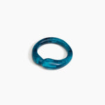 Dinosaur Designs Sprout Bangle in Turquoise — handcrafted marbled teal blue resin bangle with chunky rounded form