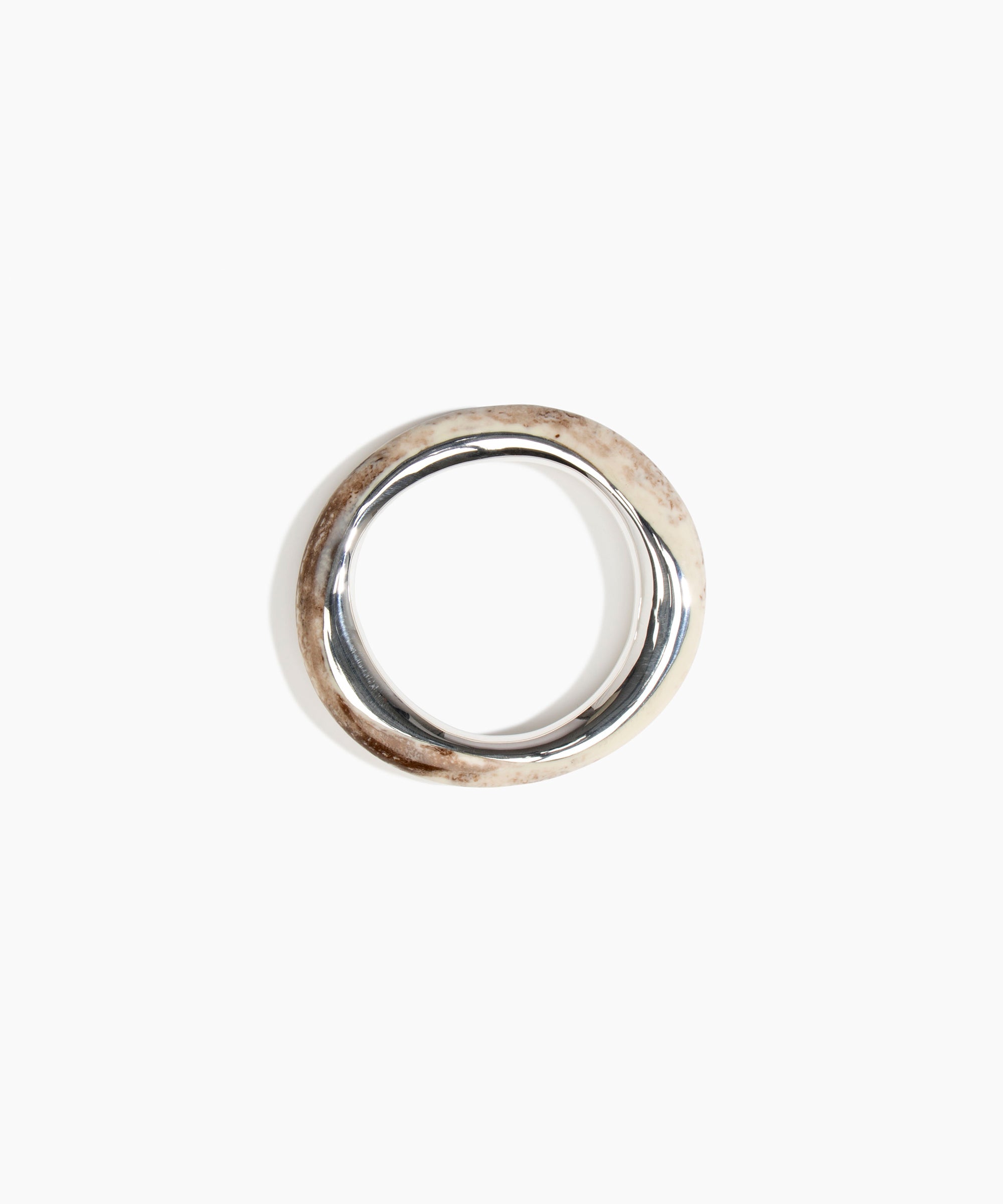 Dinosaur Designs SBRCKDUOWBN Rock Duo Wishbone Bangle SILVER CAPPUCCINO..