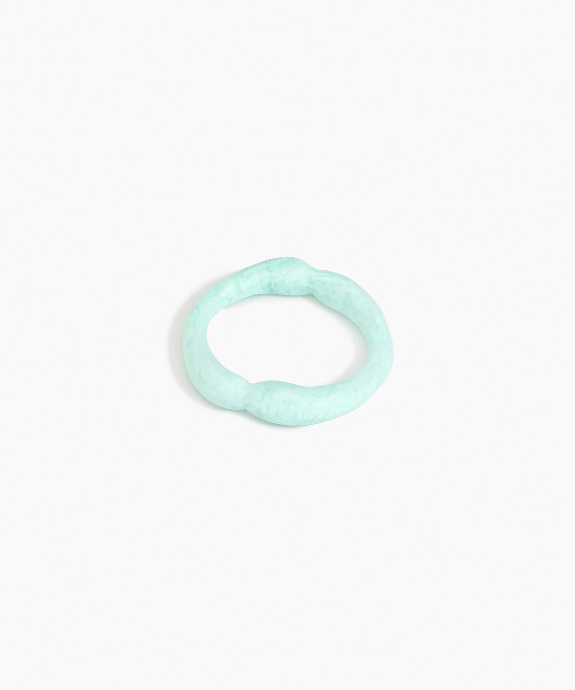 Dinosaur Designs Double Sprout Bangle in Mint — handcrafted marbled mint blue resin bangle with organic bulbous shape