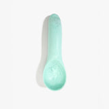 Dinosaur Designs Shell Gelato Scoop in Mint — handcrafted marbled mint blue resin ice cream scoop with deep rounded bowl and smooth cylindrical handle