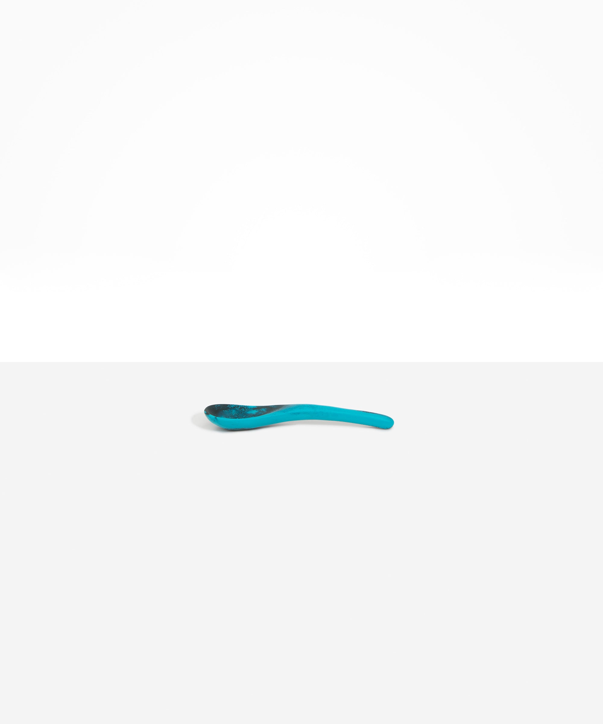 Dinosaur Designs Large Shell Spoon in Turquoise — handcrafted marbled teal blue resin spoon with slender tapered handle