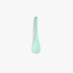 Dinosaur Designs Medium Shell Spoon in Mint — handcrafted marbled mint blue resin spoon with slender tapered handle