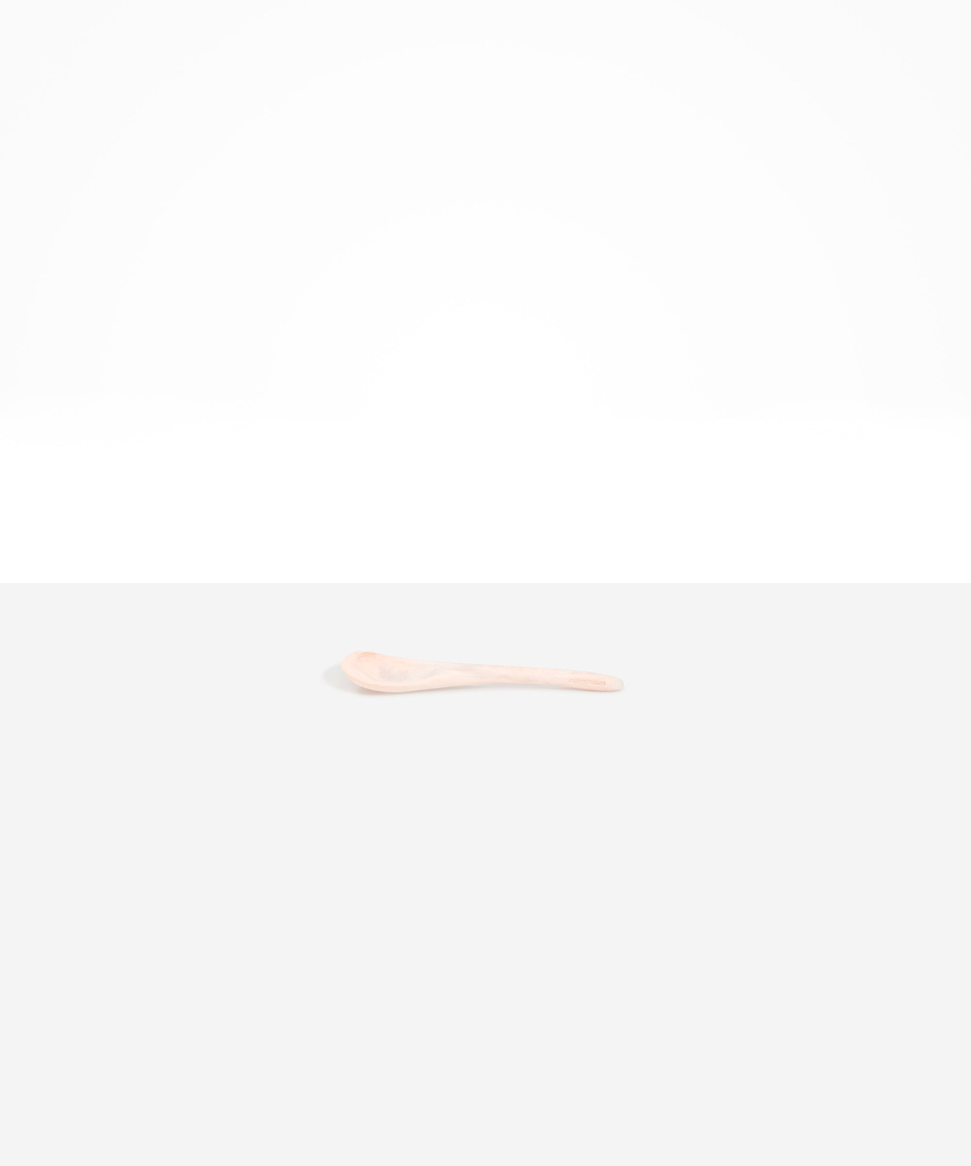 Dinosaur Designs Medium Shell Spoon in Rose Swirl — handcrafted marbled dusty pink resin spoon with slender tapered handle