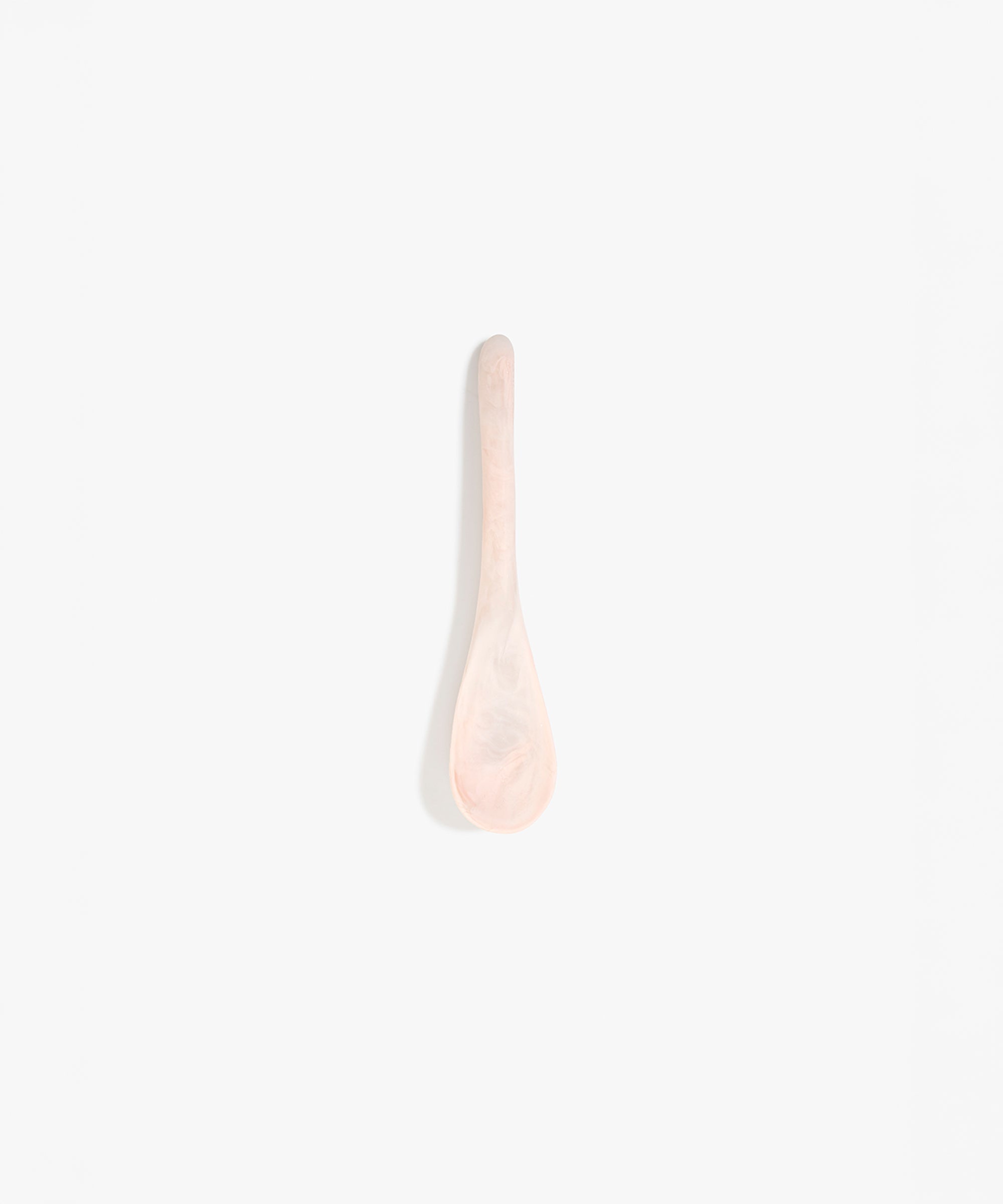 Dinosaur Designs Medium Shell Spoon in Rose Swirl — handcrafted marbled dusty pink resin spoon with slender tapered handle