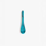 Dinosaur Designs Medium Shell Spoon in Turquoise — handcrafted marbled teal blue resin spoon with slender tapered handle
