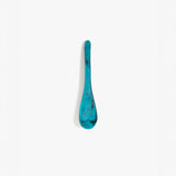 Dinosaur Designs Medium Shell Spoon in Turquoise — handcrafted marbled teal blue resin spoon with slender tapered handle
