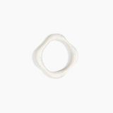 Dinosaur Designs Petal Bangle in Chalk Swirl — handmade marbled cream resin bangle with slim undulating organic form