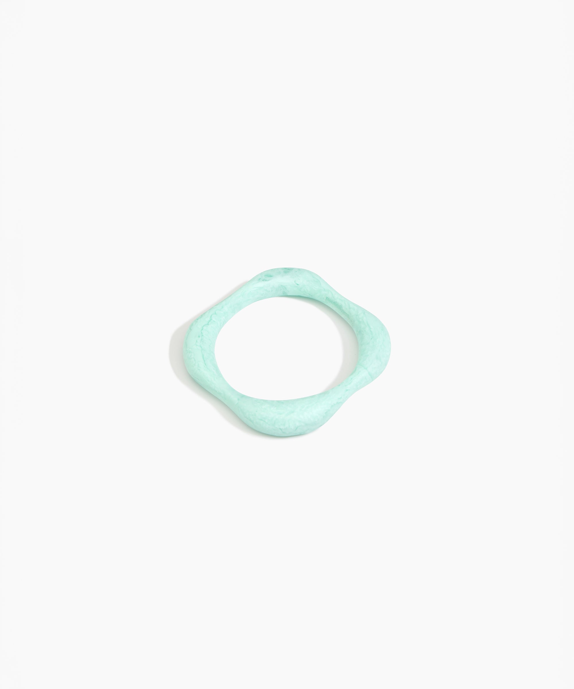 Dinosaur Designs Petal Bangle in Mint — handmade marbled mint blue resin bangle with slim undulating organic form