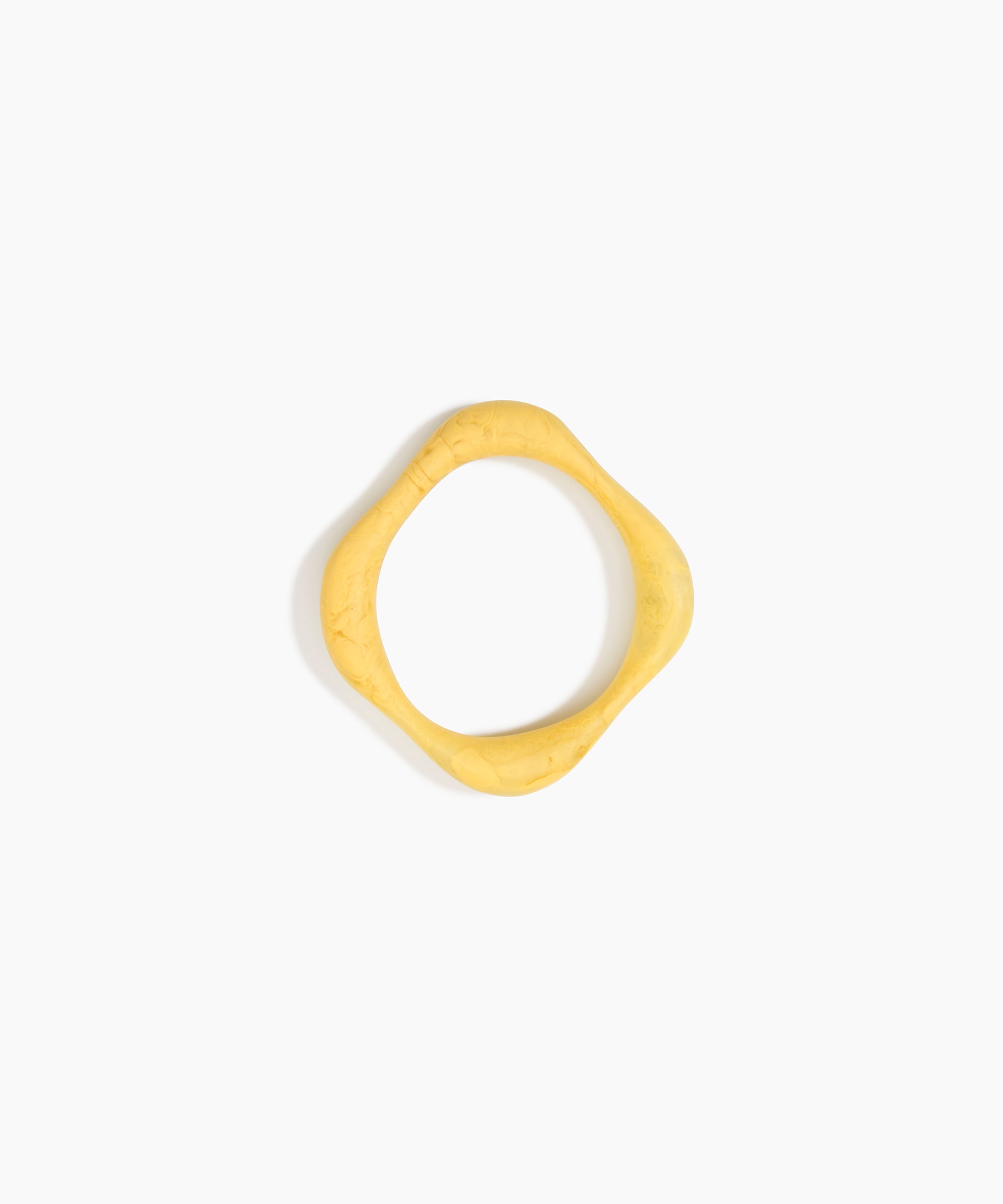 Dinosaur Designs Petal Bangle in Pollen — handmade marbled yellow resin bangle with slim undulating organic form