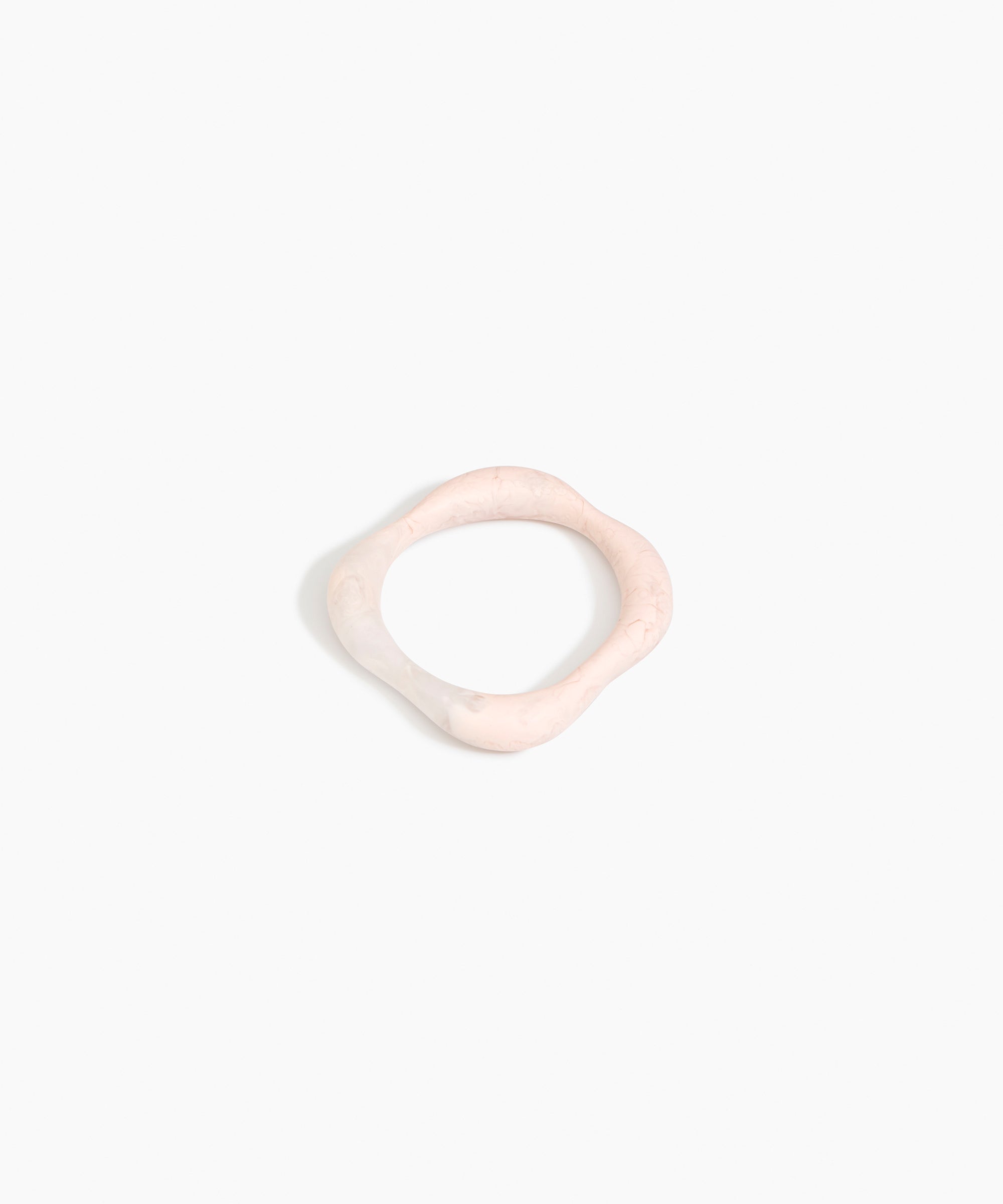 Dinosaur Designs Petal Bangle in Rose Swirl — handmade marbled dusty pink resin bangle with slim undulating organic form