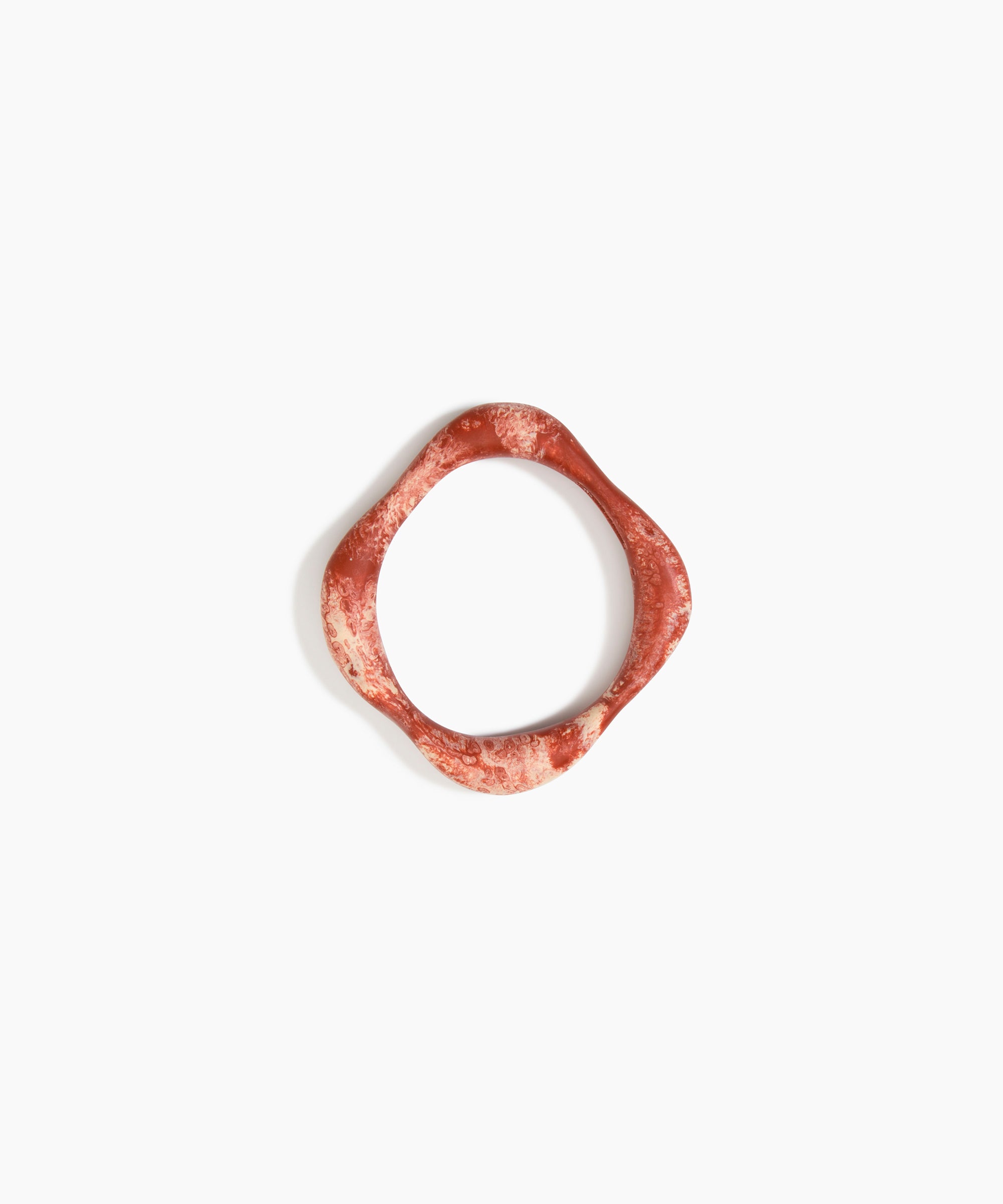 Dinosaur Designs Petal Bangle in Rust — handmade marbled brown-red and cream resin bangle with slim undulating organic form