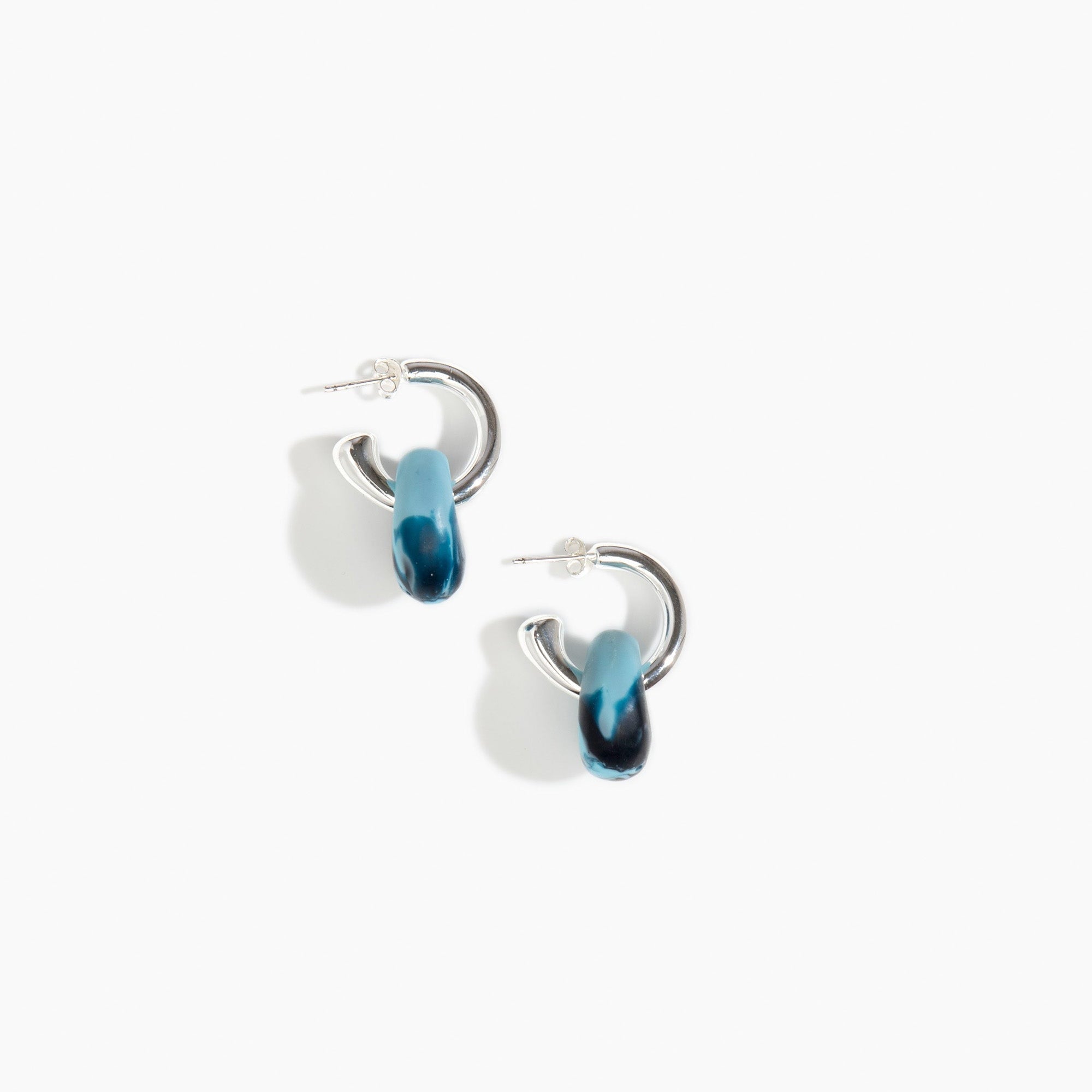 Dinosaur Designs Small Splash Earrings in Water Colour resin with Silver-Plated Brass Hoop Material..
