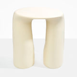 Dinosaur Designs Rock Tower Table in Cream — handcrafted cream resin side table with oval top and two chunky rounded legs..