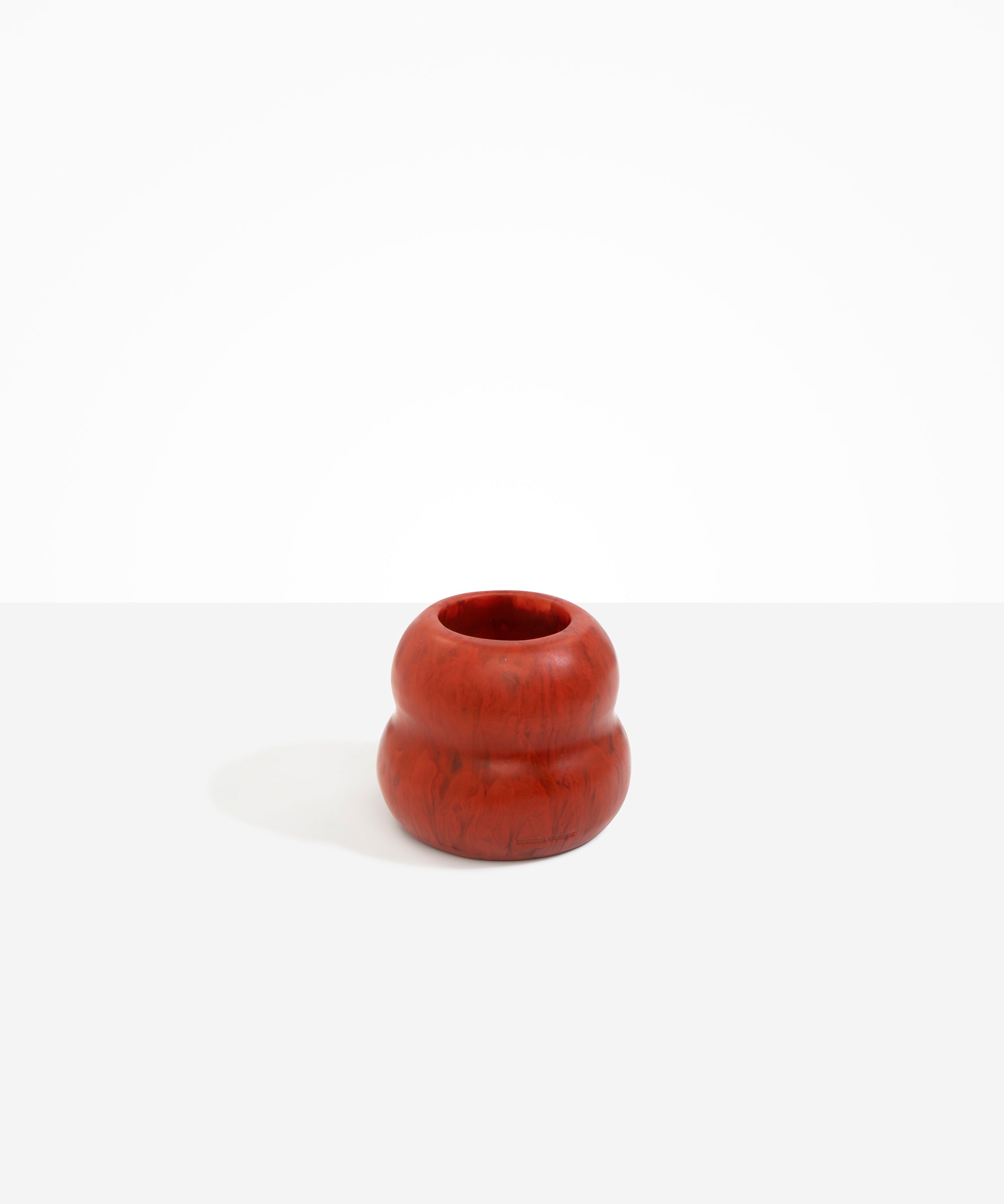 Dinosaur Designs Medium Beehive Vase in Lava — handcrafted marbled terracotta red resin vase with stacked bubble silhouette and wide opening...