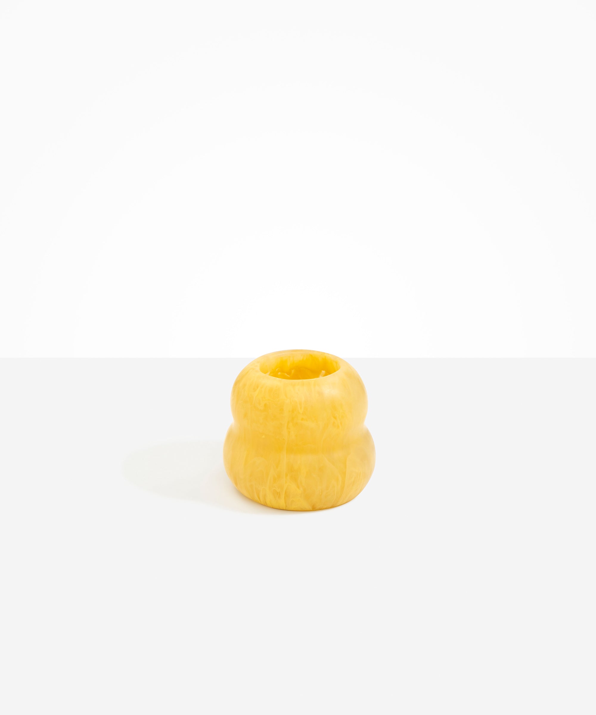 Dinosaur Designs Medium Beehive Vase in Pollen — handcrafted marbled yellow and clear resin vase with stacked bubble silhouette and wide opening...