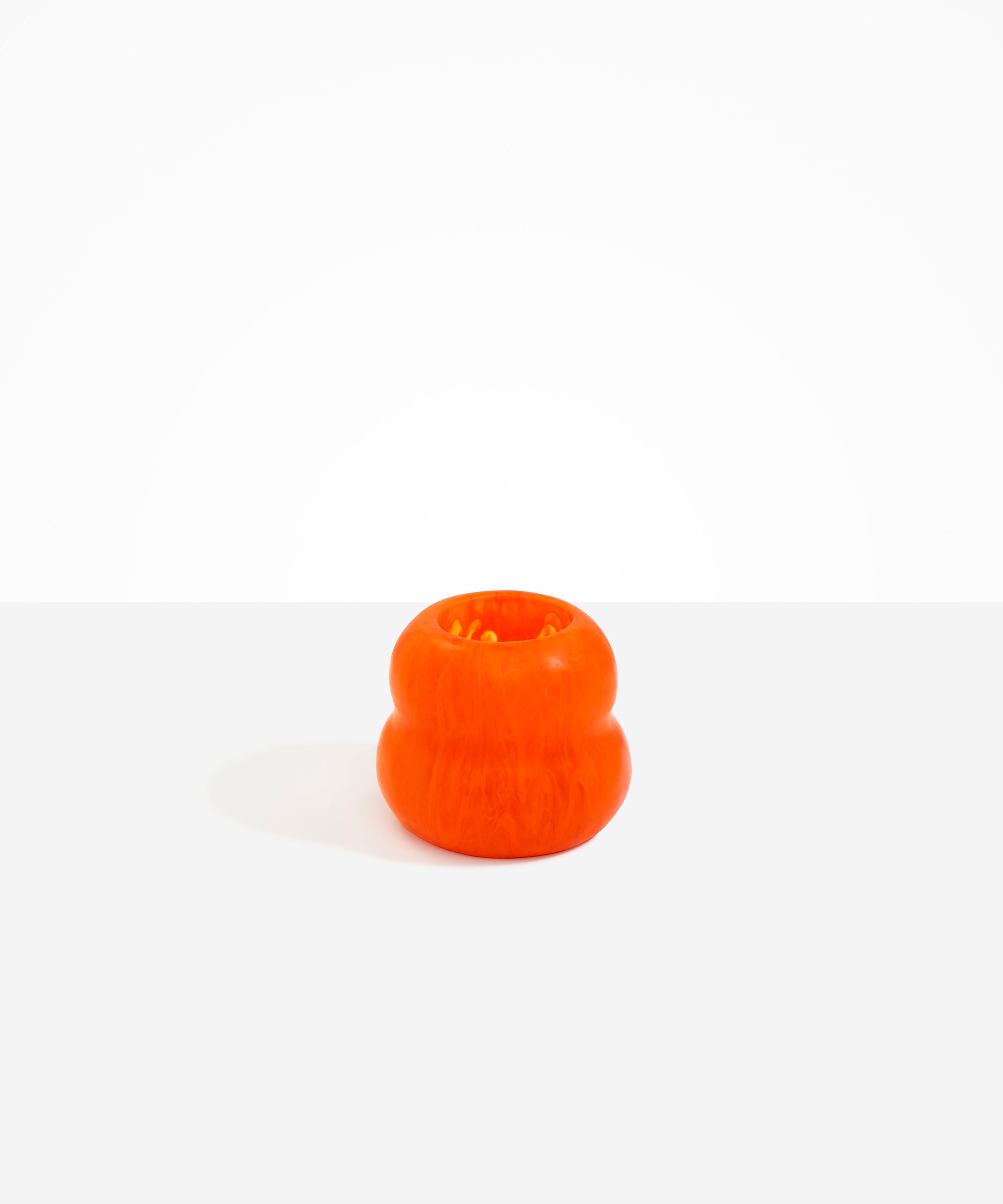 Dinosaur Designs Medium Beehive Vase in Tangerine — handcrafted marbled orange and clear resin vase with stacked bubble silhouette and wide opening..