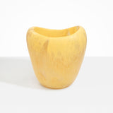Dinosaur Designs Large Beetle Vase in Pollen — handcrafted marbled yellow resin vase with wide rounded body and sculpted open petal-shaped rim