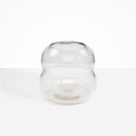 Dinosaur Designs Large Glass Beehive Vase in Clear — handblown transparent glass vase with stacked round silhouette and wide open rim..