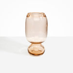 Dinosaur Designs Tall Glass Rockpool Vase in Clear Brown — handblown transparent brown glass vase with rounded bulbous body and spherical pedestal base..
