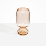 Dinosaur Designs Tall Glass Rockpool Vase in Clear Brown — handblown transparent brown glass vase with rounded bulbous body and spherical pedestal base..