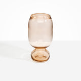 Dinosaur Designs Tall Glass Rockpool Vase in Clear Brown — handblown transparent brown glass vase with rounded bulbous body and spherical pedestal base..