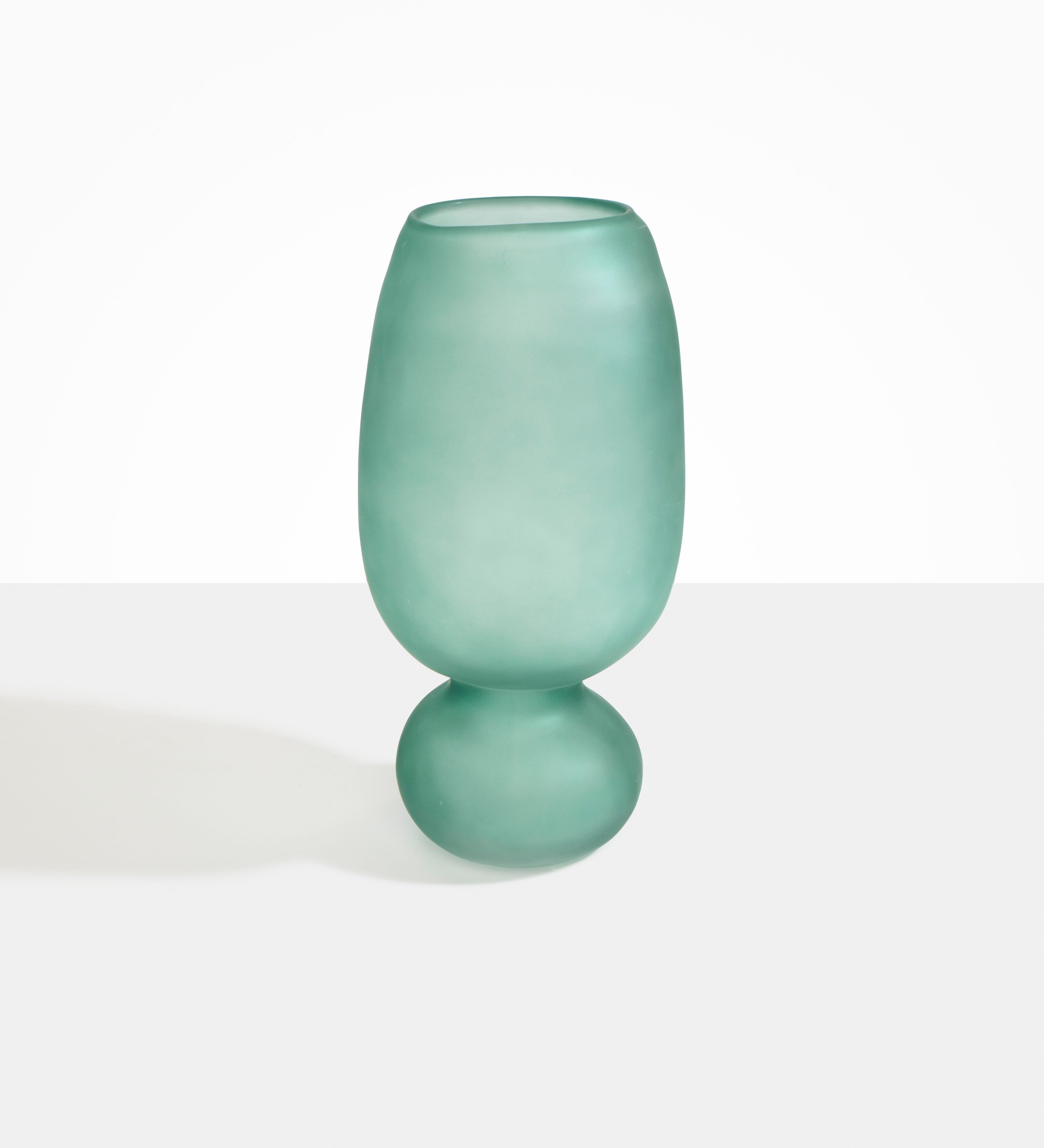 Dinosaur Designs Tall Glass Rockpool Vase Vases in Frosted Teal Colour resin