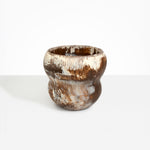 Dinosaur Designs Large Honeypot Vase in Cappuccino — handcrafted marbled brown and cream resin vase with wide opening and rounded stacked bubble silhouette..