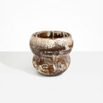 Dinosaur Designs Large Honeypot Vase in Cappuccino — handcrafted marbled brown and cream resin vase with wide opening and rounded stacked bubble silhouette...