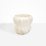Dinosaur Designs Large Honeypot Vase in Chalk Swirl — handcrafted marbled off-white and clear resin vase with wide opening and rounded stacked bubble silhouette..