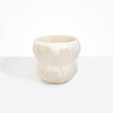 Dinosaur Designs Large Honeypot Vase in Chalk Swirl — handcrafted marbled off-white and clear resin vase with wide opening and rounded stacked bubble silhouette..