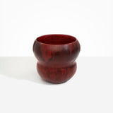 Dinosaur Designs Large Honeypot Vase in Crimson — handcrafted marbled scarlet red resin vase with wide opening and rounded stacked bubble silhouette...