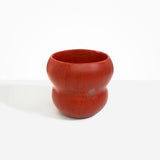 Dinosaur Designs Large Honeypot Vase in Lava — handcrafted marbled terracotta red and clear resin vase with wide opening and rounded stacked bubble silhouette..