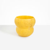 Dinosaur Designs Large Honeypot Vase in Pollen — handcrafted marbled yellow and clear resin vase with wide opening and rounded stacked bubble silhouette...
