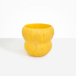 Dinosaur Designs Large Honeypot Vase in Pollen — handcrafted marbled yellow and clear resin vase with wide opening and rounded stacked bubble silhouette..