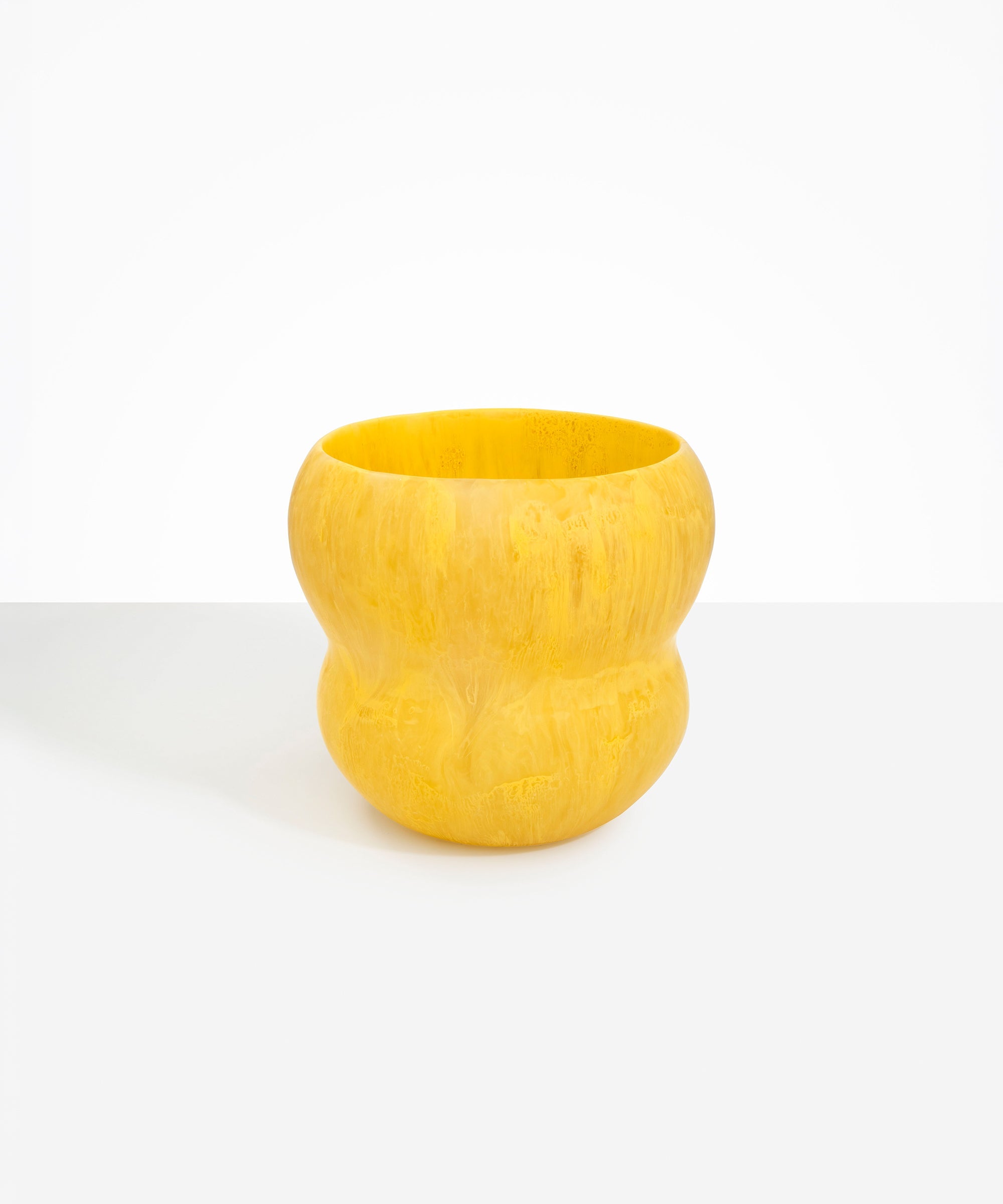 Dinosaur Designs Large Honeypot Vase in Pollen — handcrafted marbled yellow and clear resin vase with wide opening and rounded stacked bubble silhouette...